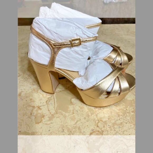 Schutz NIB Keefa Metallic Leather Platform Sandals (Orig. $155) w/tax (Size 6B) - Picture 4 of 6